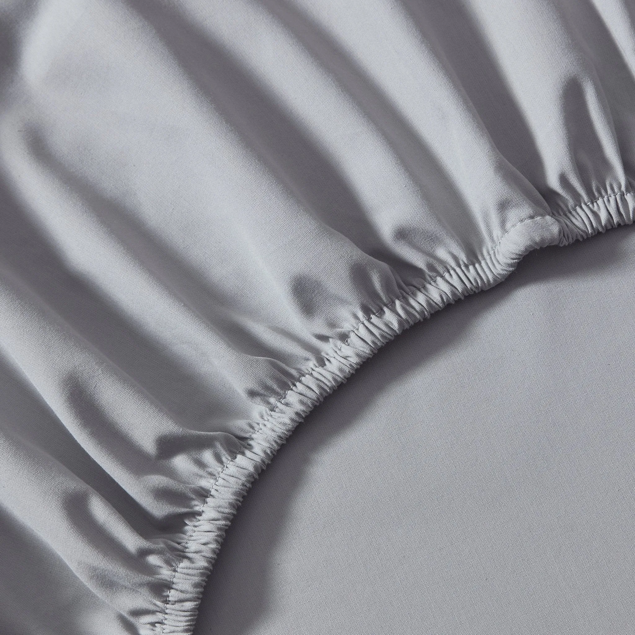 200 Thread Count Plain-Dye Fitted Sheet - Light Grey