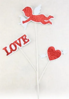 25" Glitter Cupid Heart Pick