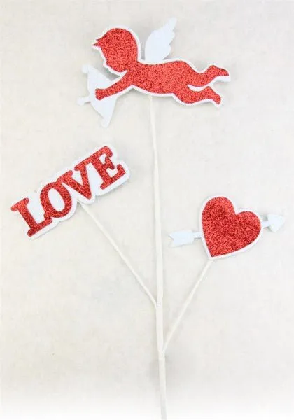 25" Glitter Cupid Heart Pick