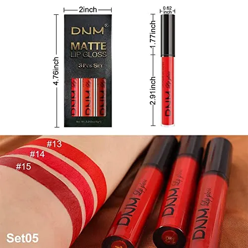 3Pcs Red, Redder & Reddest Matte 24-hour Liquid Lipstick Set