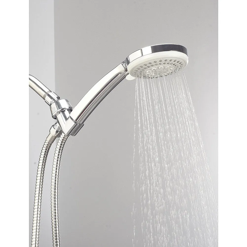 Bath Bliss Fiji 5-Function Monsoon Showerhead and Cord Set, Grey-Chrome