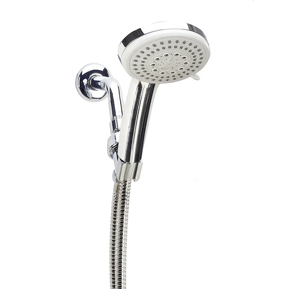 Bath Bliss Fiji 5-Function Monsoon Showerhead and Cord Set, Grey-Chrome