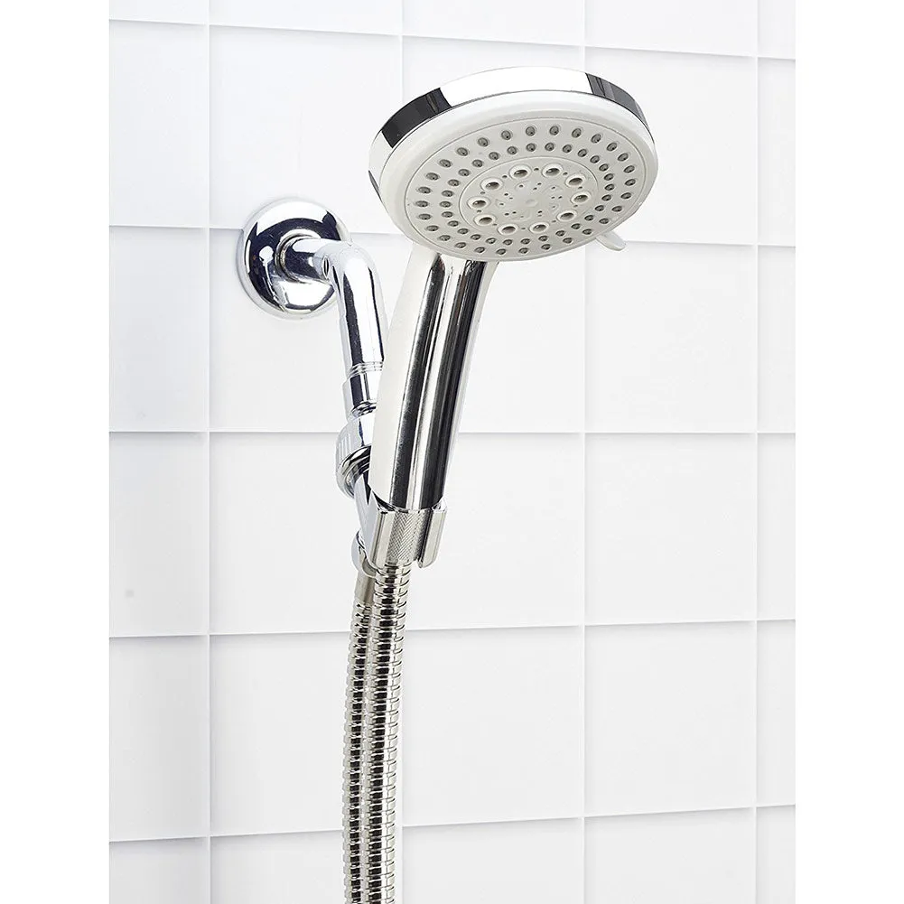 Bath Bliss Fiji 5-Function Monsoon Showerhead and Cord Set, Grey-Chrome