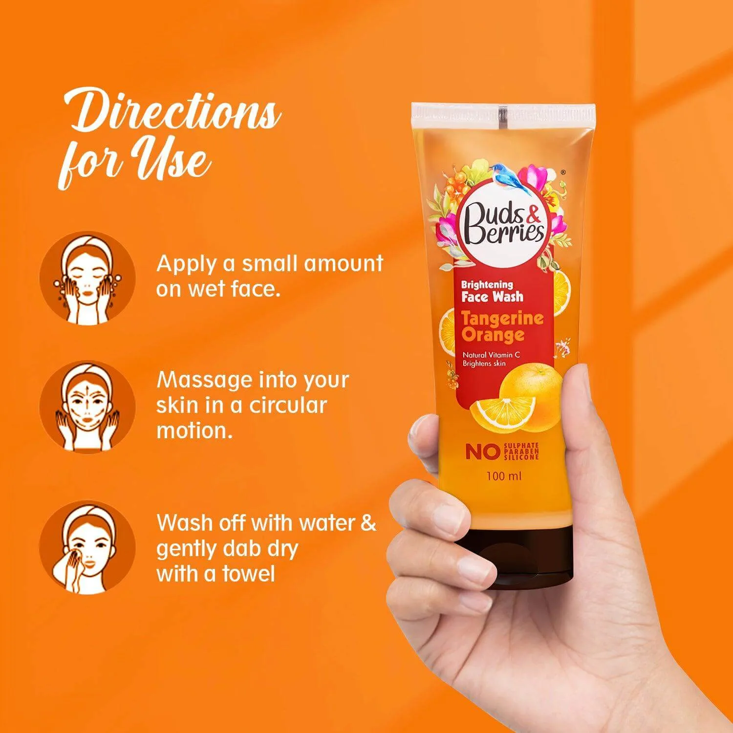 Brightening Tangerine Orange Face Wash With Natural Vitamin C for Glowing Skin | pH Balanced Gentle Facewash | No Sulphate, No Paraben (100 ml)