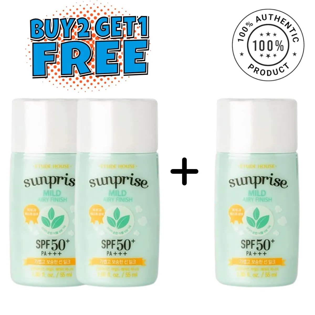 BUY 2 GET 1 ETUDE House Sunprise Mild Airy Finish Sun MilkSPF50 PA   
