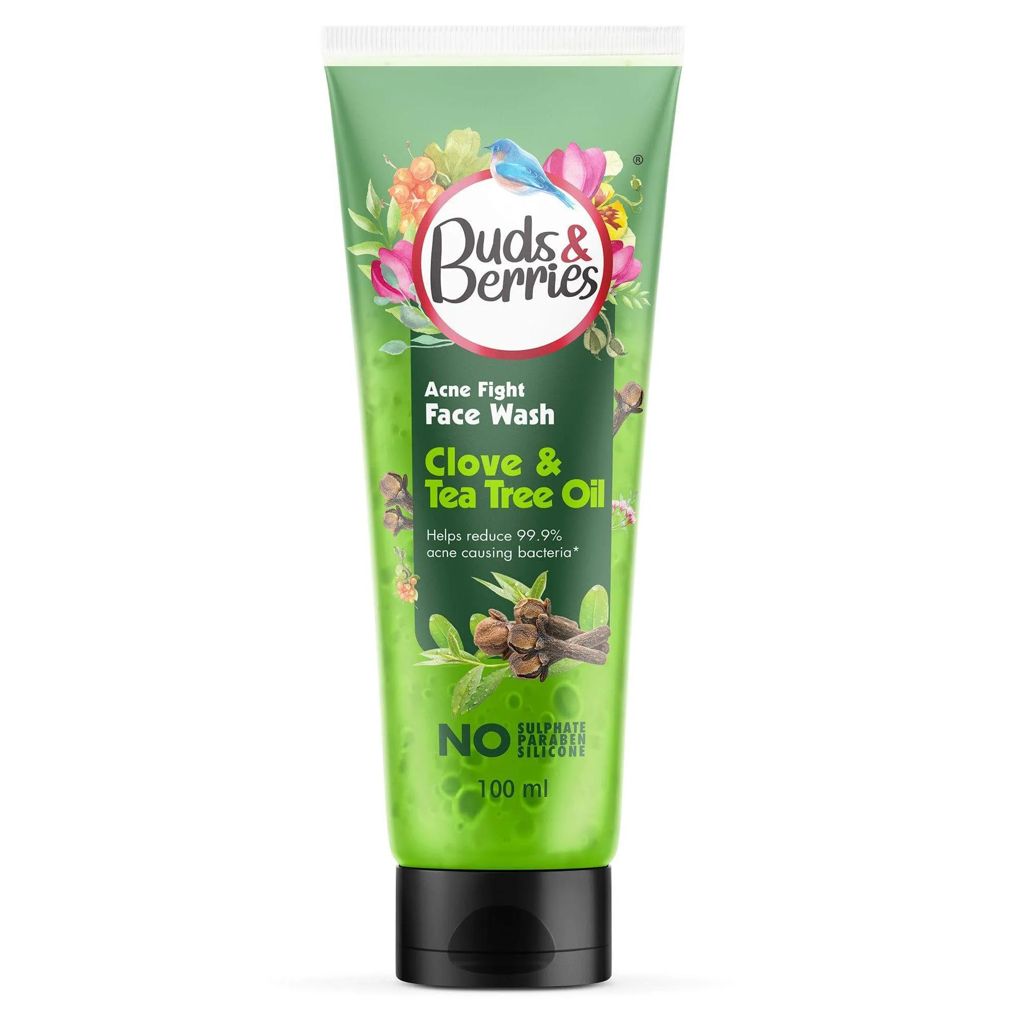 Clove and Tea Tree Oil Acne Fight Face Wash | Clears Blemishes and Spots | pH Balanced Gentle Facewash | No Sulphate, No Paraben (100 ml)