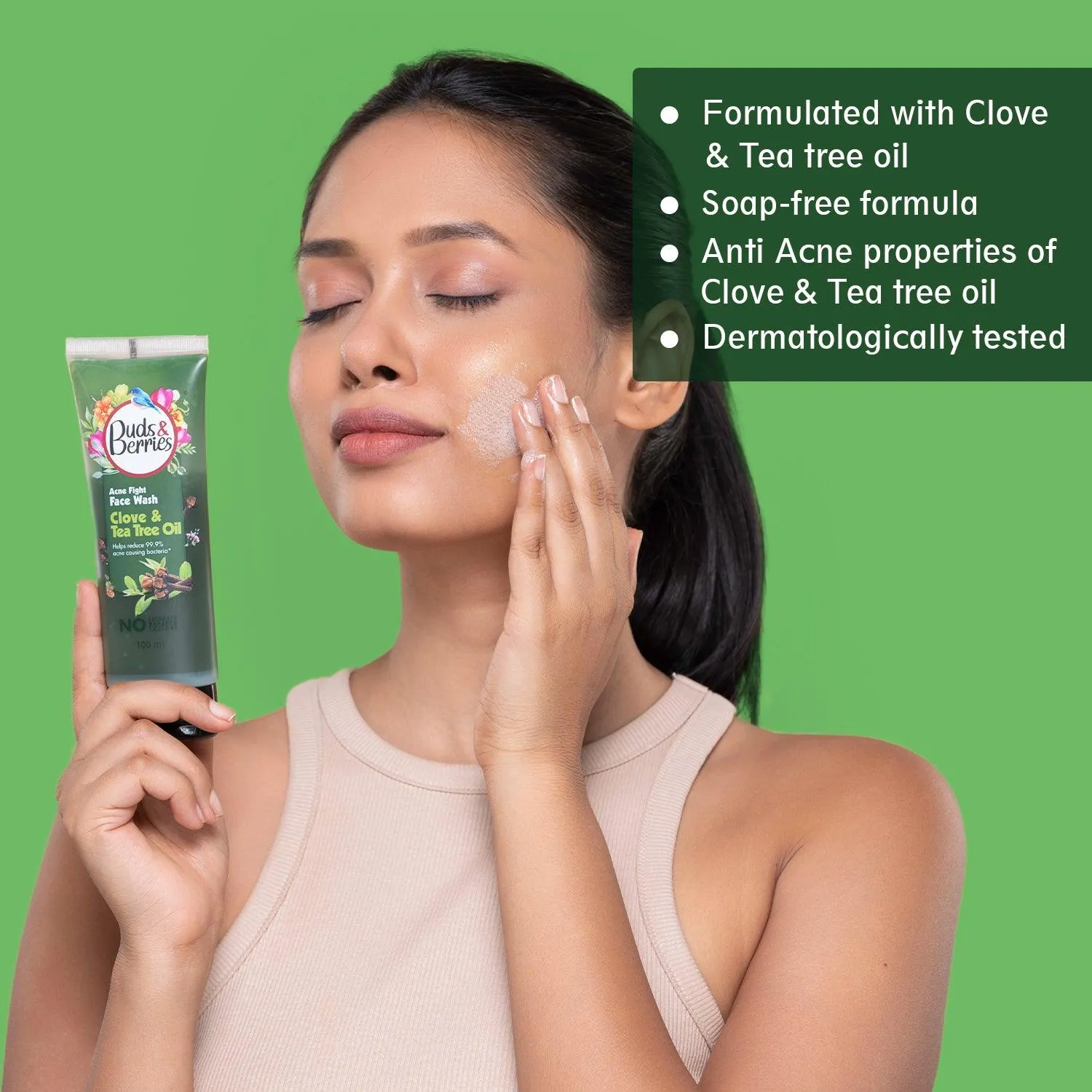Clove and Tea Tree Oil Acne Fight Face Wash | Clears Blemishes and Spots | pH Balanced Gentle Facewash | No Sulphate, No Paraben (100 ml)