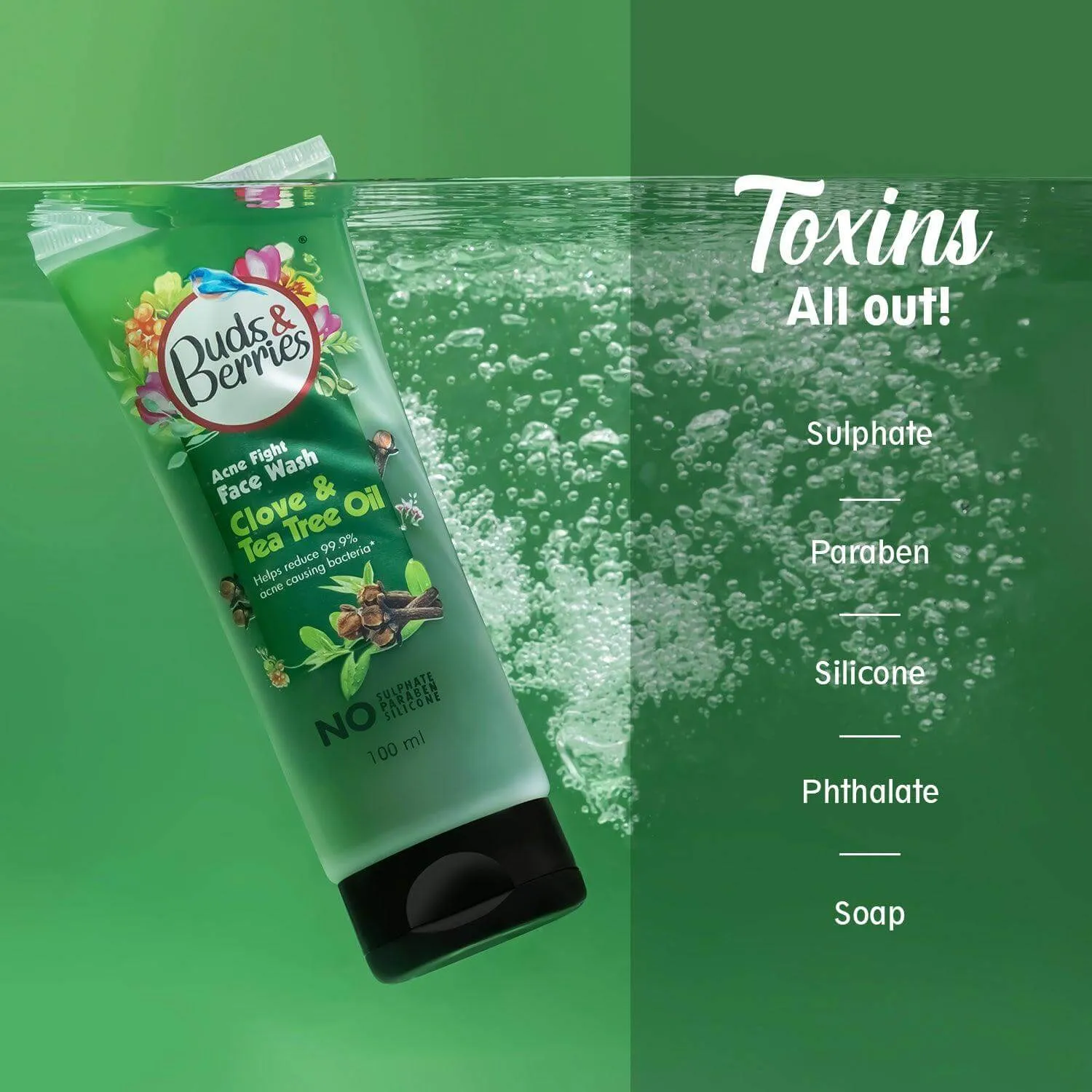 Clove and Tea Tree Oil Acne Fight Face Wash | Clears Blemishes and Spots | pH Balanced Gentle Facewash | No Sulphate, No Paraben (100 ml)
