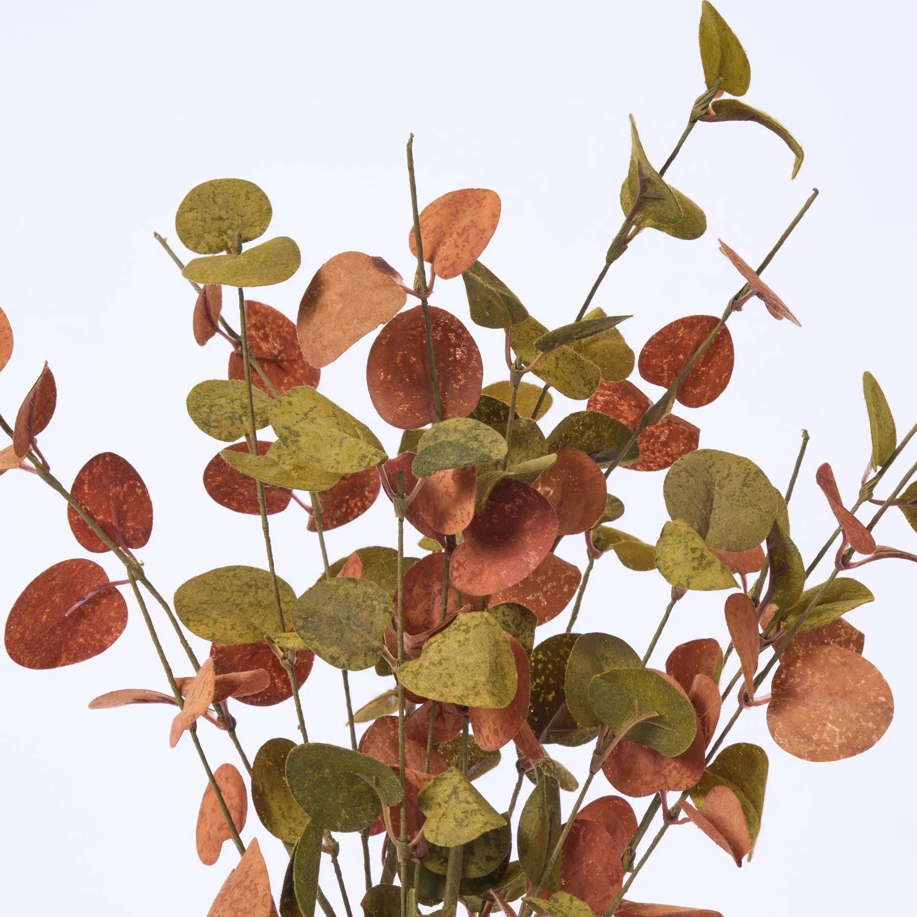 Golden Brown & Moss Green Birch Leaf Branch Faux Autumn Foliage Spray - 20"
