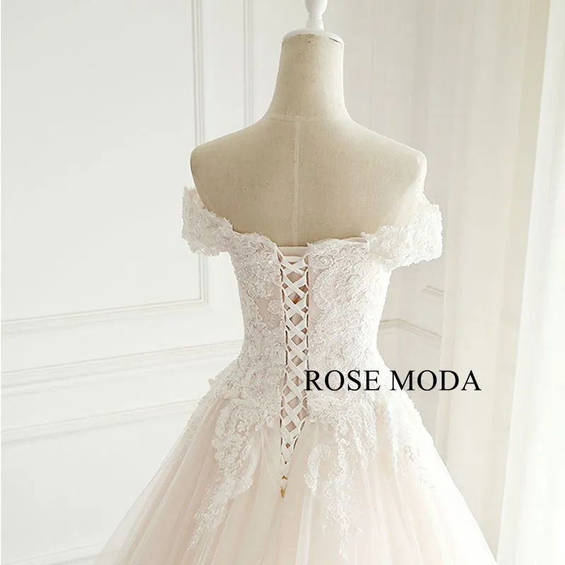 Rosemoda Off The Shoulder Lace Ball Gown Wedding Dress