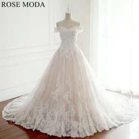 Rosemoda Off The Shoulder Lace Ball Gown Wedding Dress